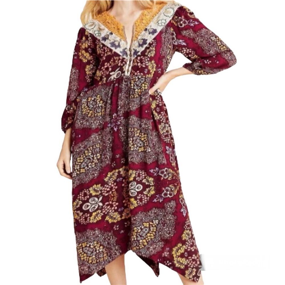 Maeve by Anthropologie Meredith Embroidered Maxi Dress Size Extra Small